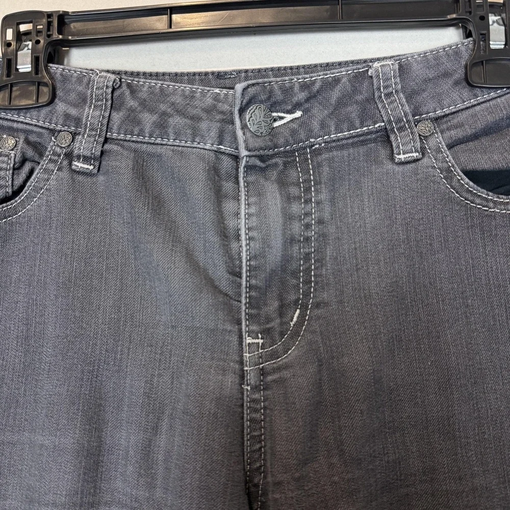 PrAna Jeans Womens 10/30 Gray Dark Wash Slim‎ Straight Mid Rise Stretch Denim